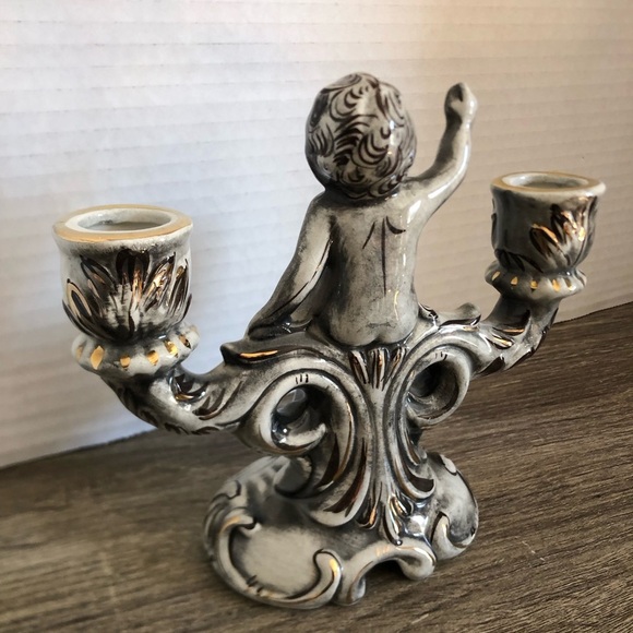 Hand Painted Pereiras Valado Cherub Candle Holder - Picture 6 of 12